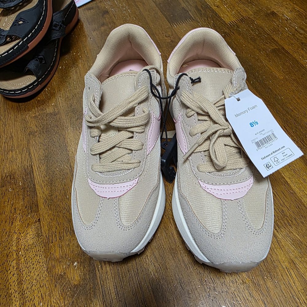 Women's Beige and Pink Sneakers